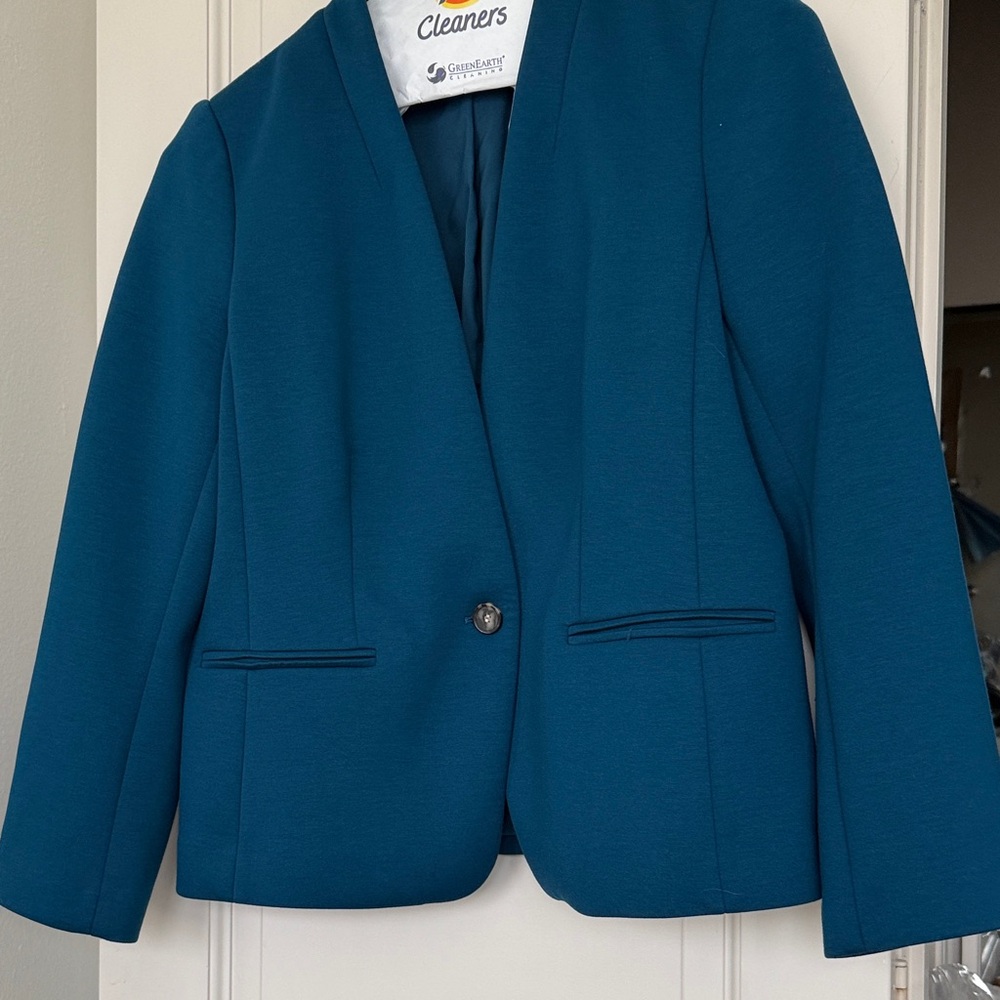 Ann Taylor Teal Single-Button Tailored Blazer